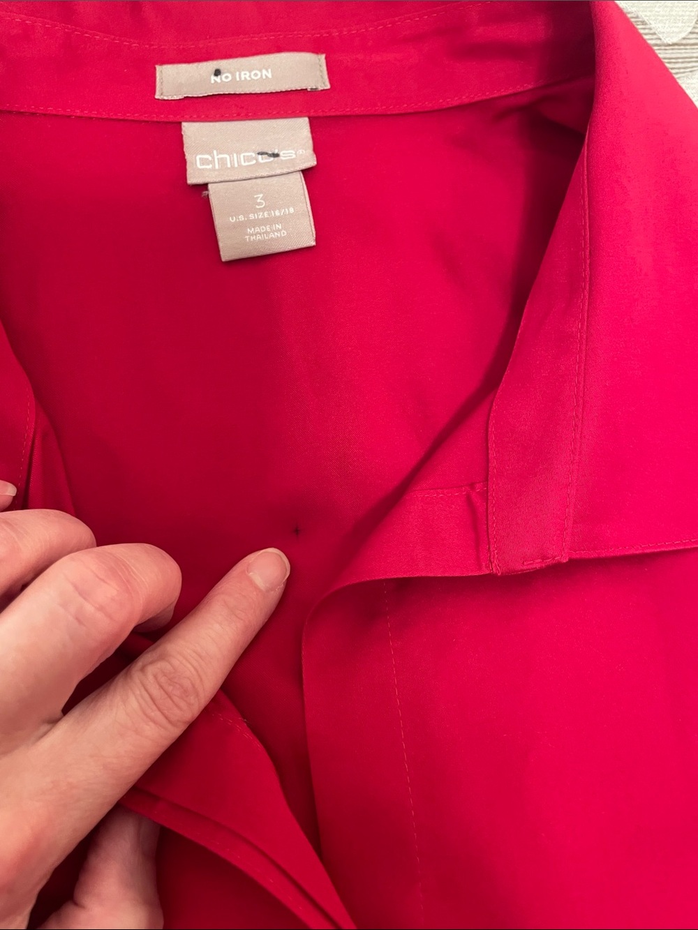 Chico's Bright Red No Iron Button-Down Tunic Top Size 3 - Picture 3 of 7